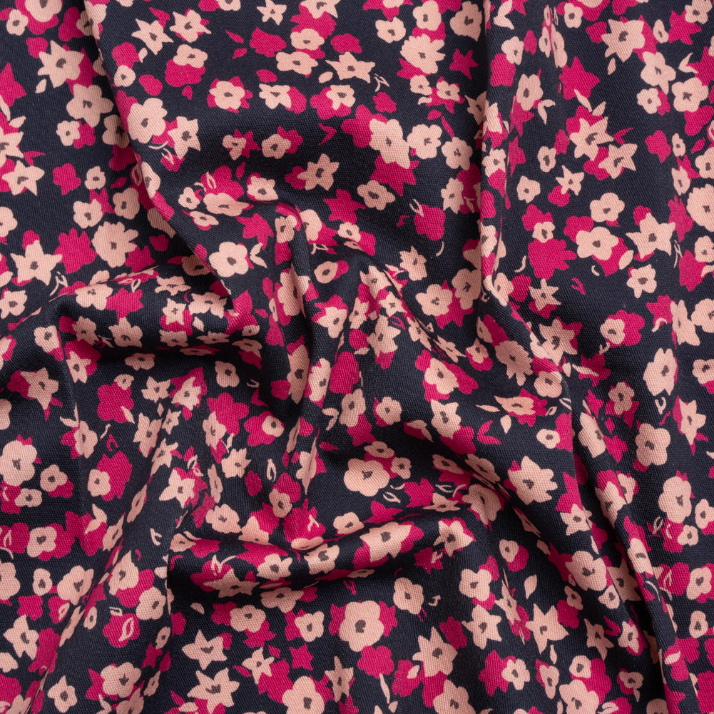 Stretch Cotton Twill Print - Navy and Pink Floral - Mood Exclusive Petals to Pick Stretch Cotton Twill Print - Navy and Pink Floral - Mood Exclusive Petals to Pick