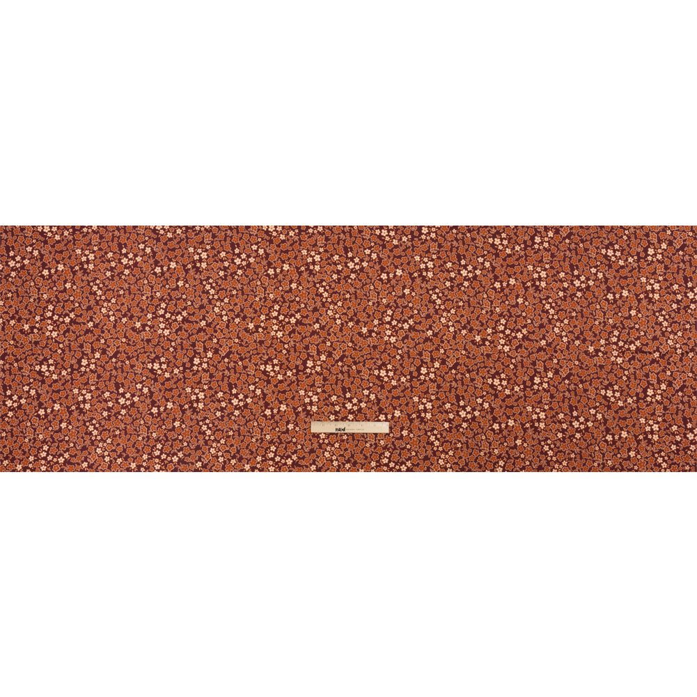 Stretch Cotton Twill Print - Burgundy, Rust and Peach Floral - Mood Exclusive September Sprouts Full Stretch Cotton Twill Print - Burgundy, Rust and Peach Floral - Mood Exclusive September Sprouts Full