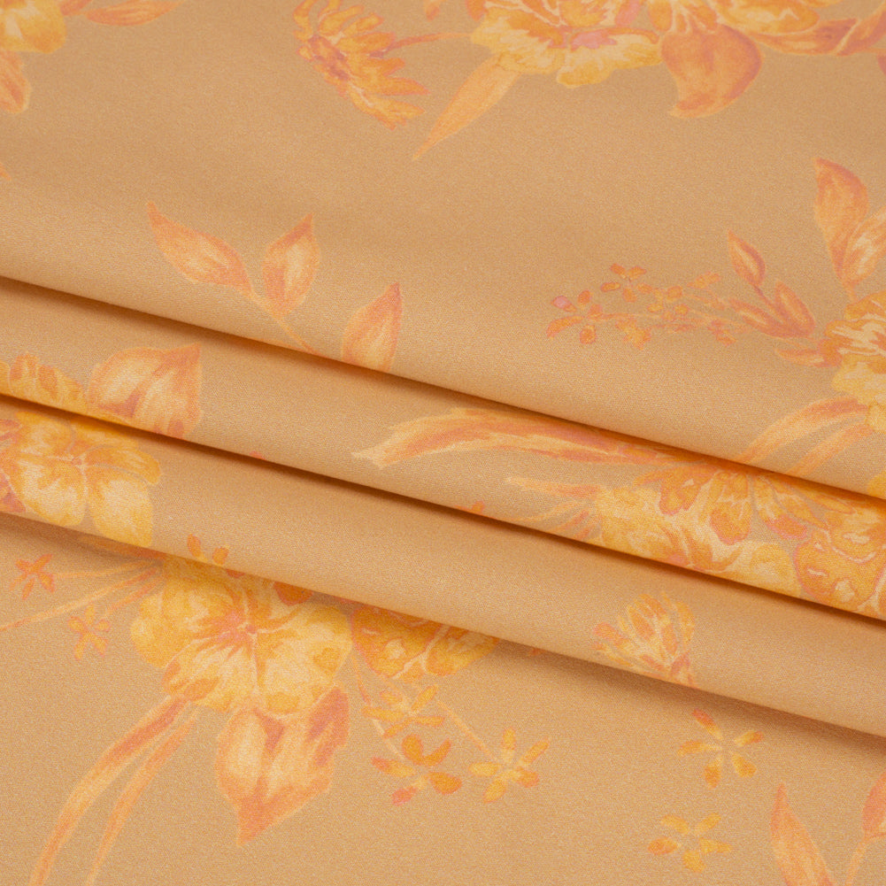 Stretch Cotton Poplin Print - Beige and Yellow Floral - Mood Exclusive Easy Eleanor Folded Stretch Cotton Poplin Print - Beige and Yellow Floral - Mood Exclusive Easy Eleanor Folded