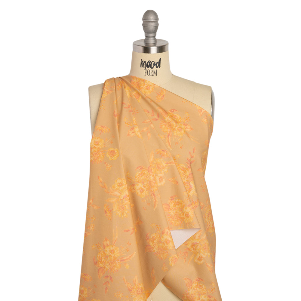 Stretch Cotton Poplin Print - Beige and Yellow Floral - Mood Exclusive Easy Eleanor Drape Stretch Cotton Poplin Print - Beige and Yellow Floral - Mood Exclusive Easy Eleanor Drape