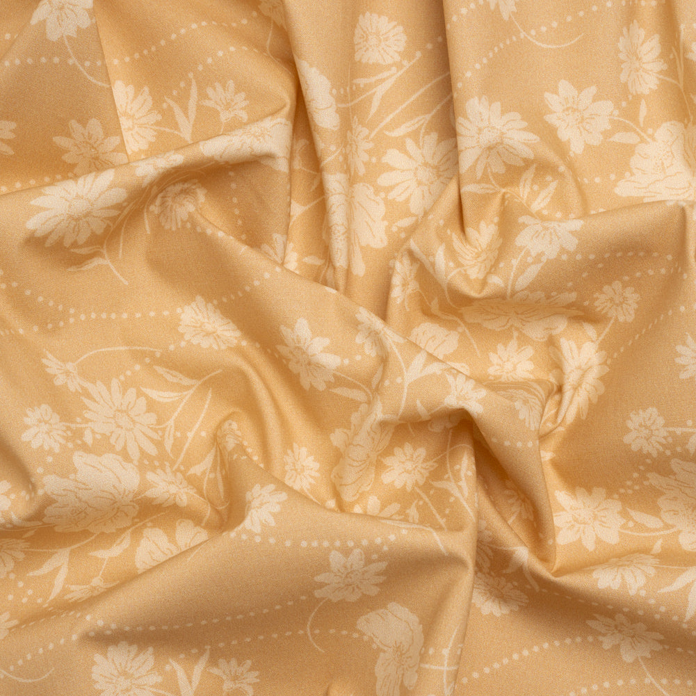Stretch Cotton Poplin Print - Beige Flowers and Dotted Lines - Mood Exclusive Errands of Bees Stretch Cotton Poplin Print - Beige Flowers and Dotted Lines - Mood Exclusive Errands of Bees