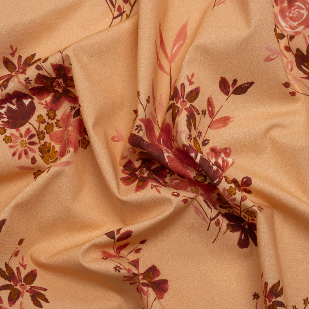 Stretch Cotton Poplin Print - Peach, Pink and Red Floral - Mood Exclusive Powdered Pink Stretch Cotton Poplin Print - Peach, Pink and Red Floral - Mood Exclusive Powdered Pink