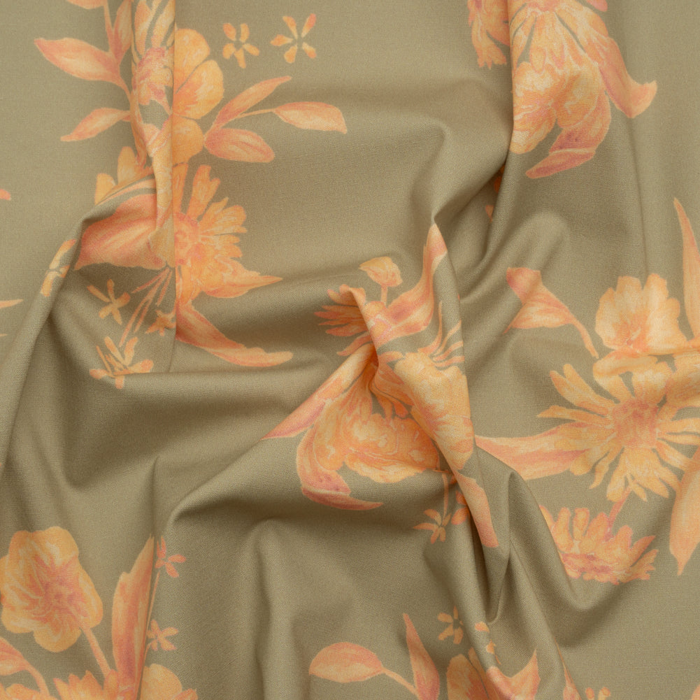 Stretch Cotton Poplin Print - Sage and Yellow Floral - Mood Exclusive Easy Eleanor Stretch Cotton Poplin Print - Sage and Yellow Floral - Mood Exclusive Easy Eleanor