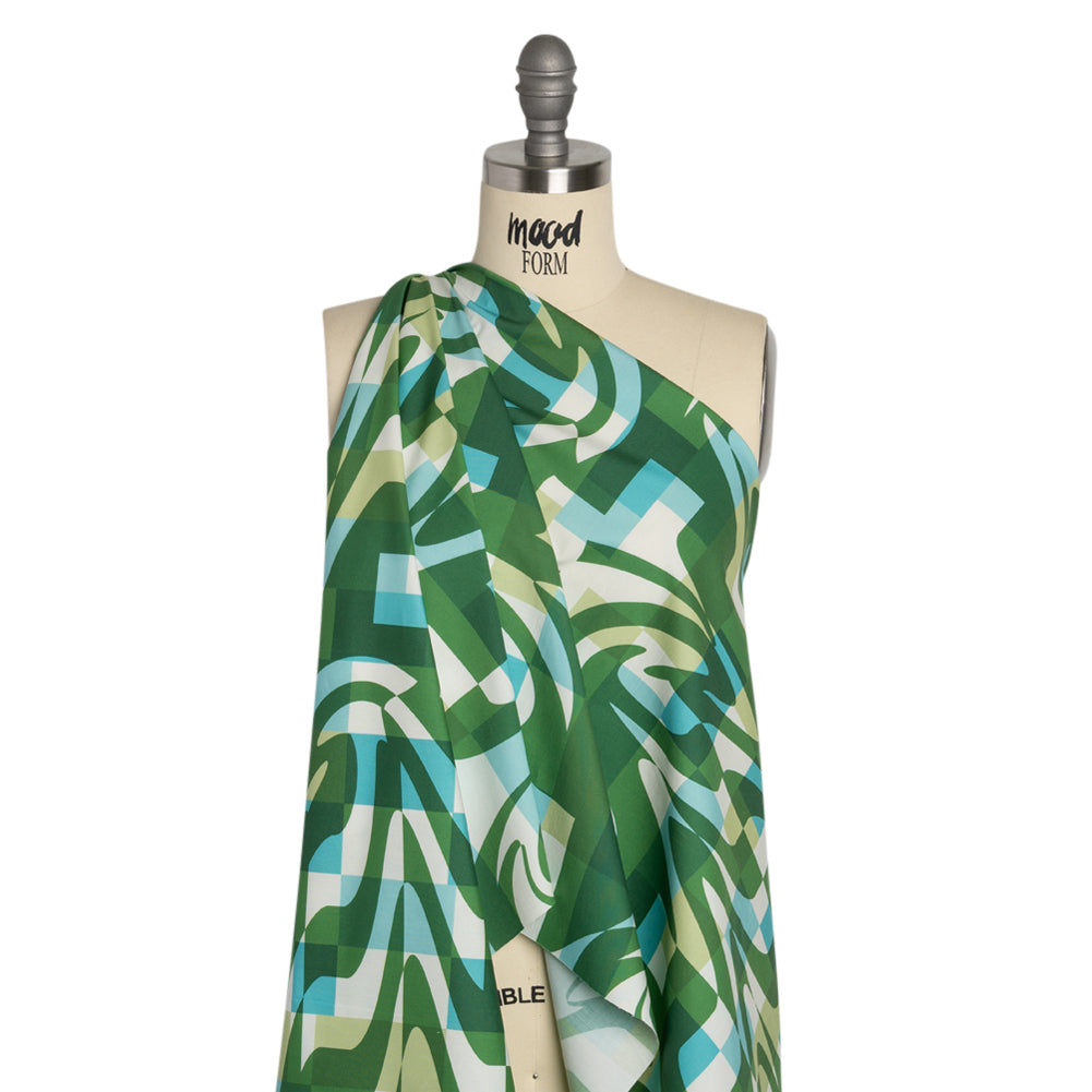 Mood Exclusive Green Game of Haze Stretch Cotton Poplin Drape Mood Exclusive Green Game of Haze Stretch Cotton Poplin Drape
