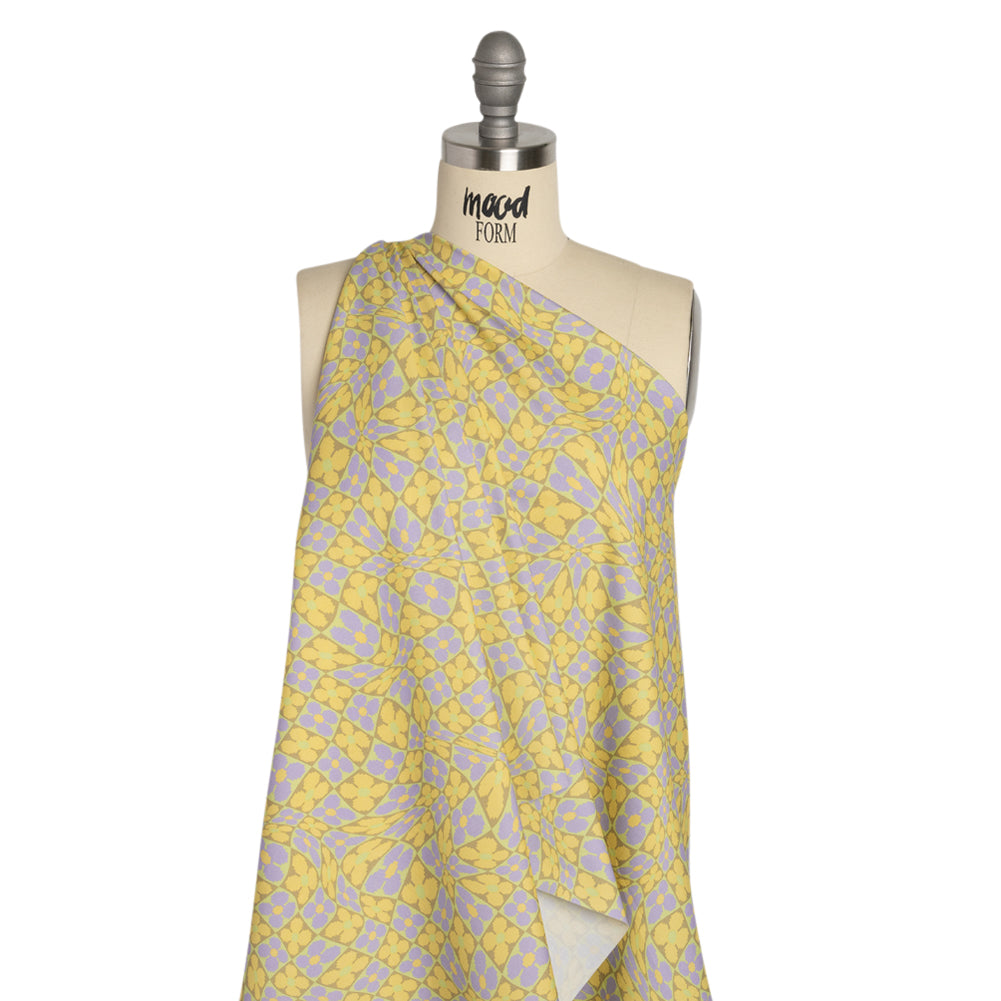 Mood Exclusive Lemon Cyber Checkers Stretch Cotton Poplin Drape Mood Exclusive Lemon Cyber Checkers Stretch Cotton Poplin Drape