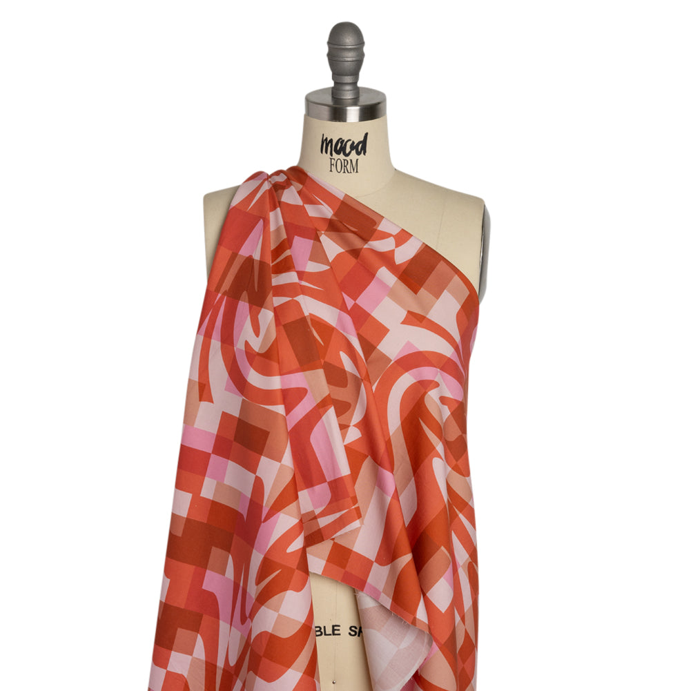 Mood Exclusive Red Game of Haze Stretch Cotton Poplin Drape Mood Exclusive Red Game of Haze Stretch Cotton Poplin Drape