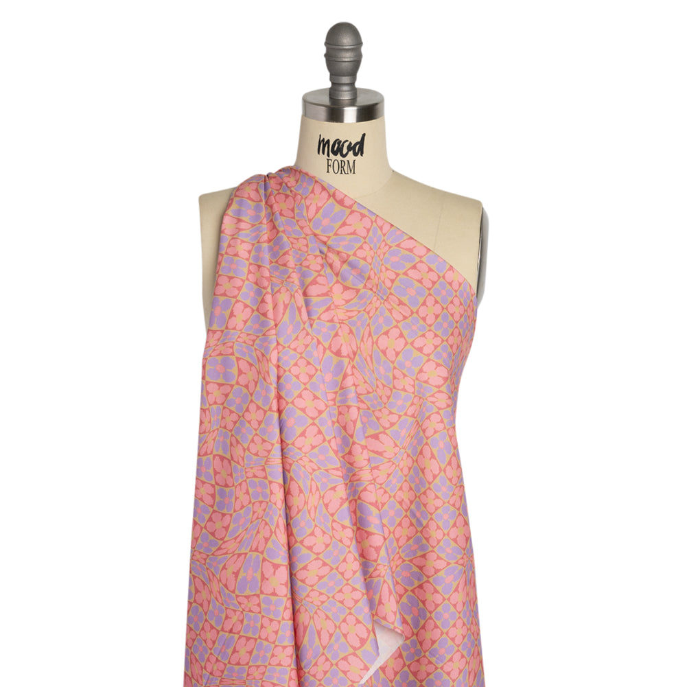 Mood Exclusive Bubblegum Cyber Checkers Stretch Cotton Poplin Drape Mood Exclusive Bubblegum Cyber Checkers Stretch Cotton Poplin Drape