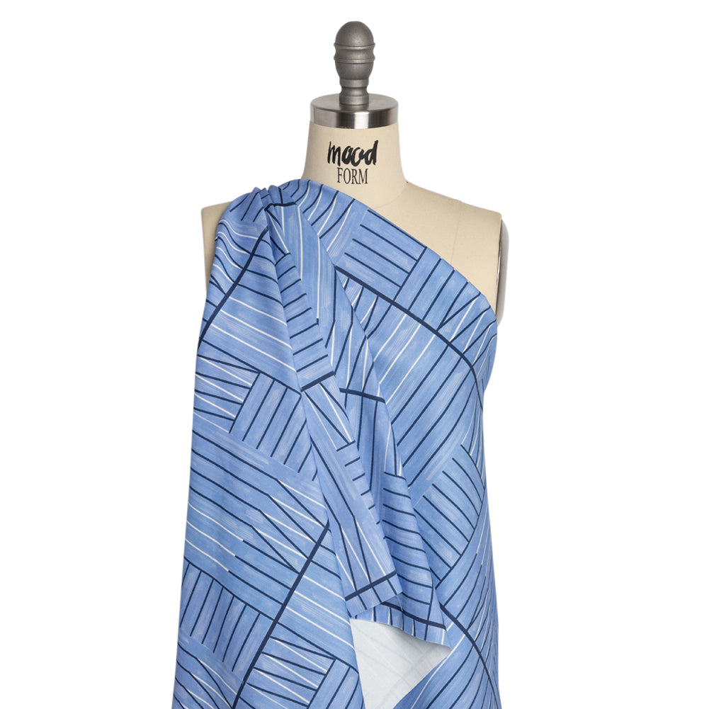 Stretch Cotton Twill Print - Blue Lines in Blocks - Mood Exclusive Structurally Sound Drape Stretch Cotton Twill Print - Blue Lines in Blocks - Mood Exclusive Structurally Sound Drape