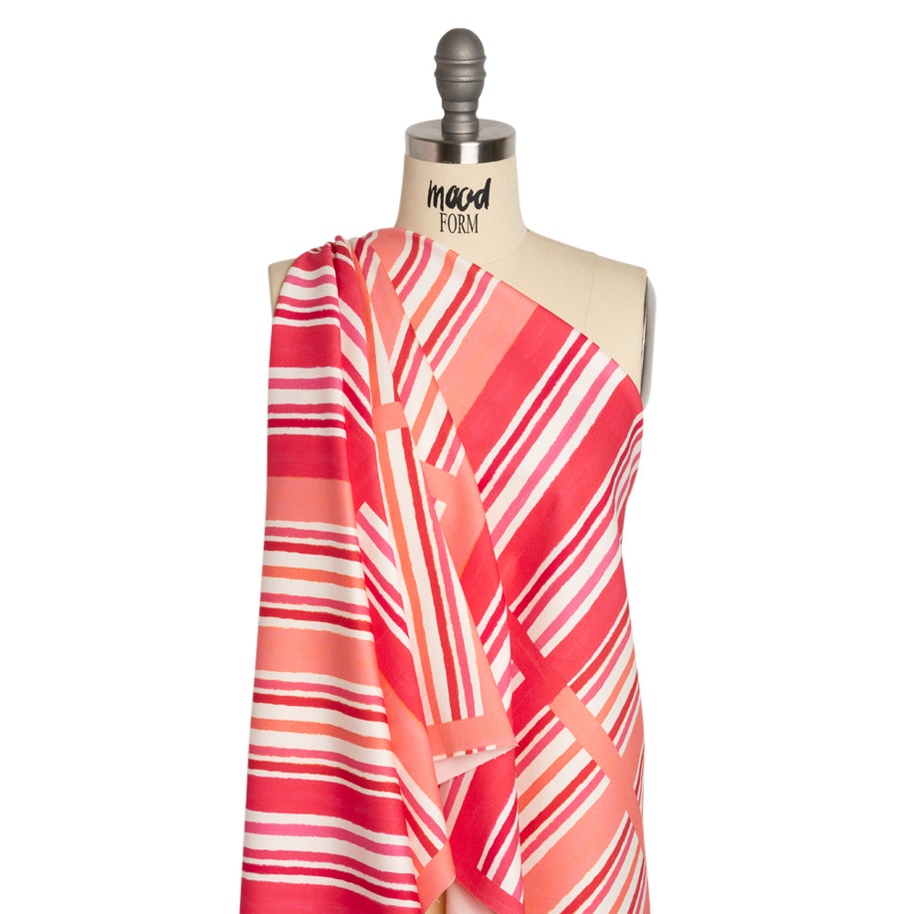 Stretch Cotton Twill Print - Pink and White Stripe Blocks - Mood Exclusive Candy Cane Window Pane Drape Stretch Cotton Twill Print - Pink and White Stripe Blocks - Mood Exclusive Candy Cane Window Pane Drape