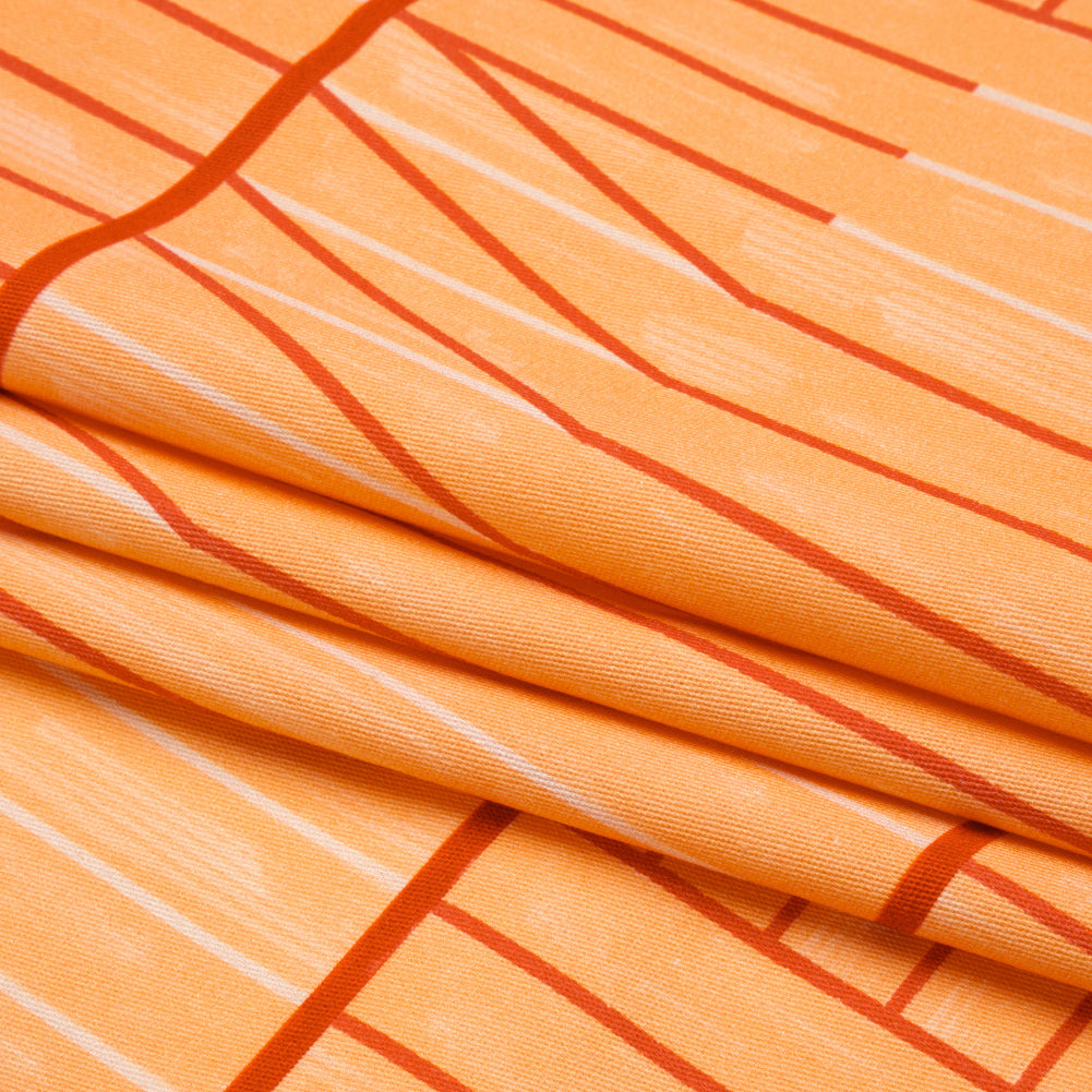 Stretch Cotton Twill Print - Orange Lines in Blocks - Mood Exclusive Structurally Sound Folded Stretch Cotton Twill Print - Orange Lines in Blocks - Mood Exclusive Structurally Sound Folded