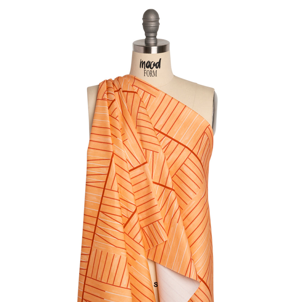 Stretch Cotton Twill Print - Orange Lines in Blocks - Mood Exclusive Structurally Sound Drape Stretch Cotton Twill Print - Orange Lines in Blocks - Mood Exclusive Structurally Sound Drape
