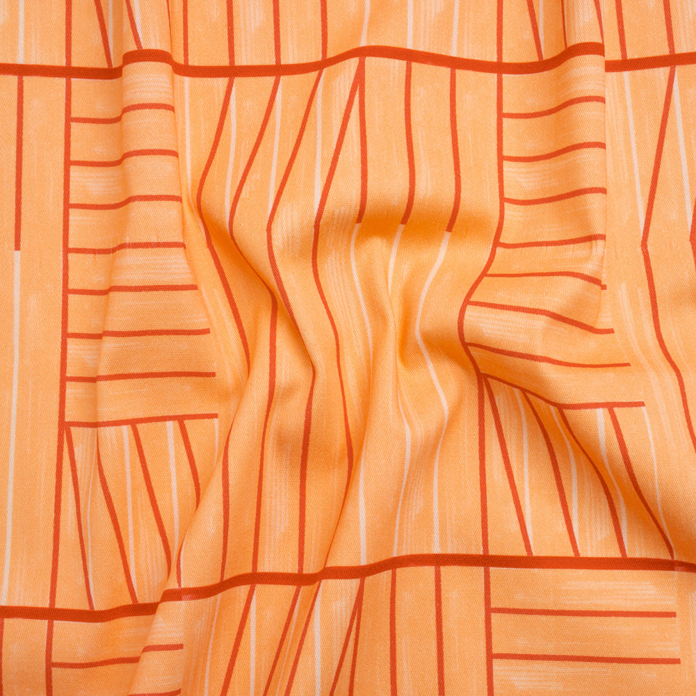 Stretch Cotton Twill Print - Orange Lines in Blocks - Mood Exclusive Structurally Sound Stretch Cotton Twill Print - Orange Lines in Blocks - Mood Exclusive Structurally Sound