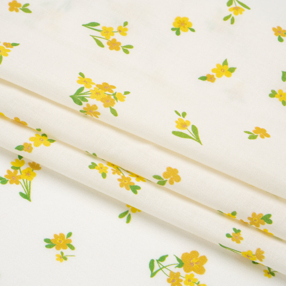 Cotton Voile Print - Yellow and White Scattered Florals - Mood Exclusive Snippets of Sun Folded Cotton Voile Print - Yellow and White Scattered Florals - Mood Exclusive Snippets of Sun Folded