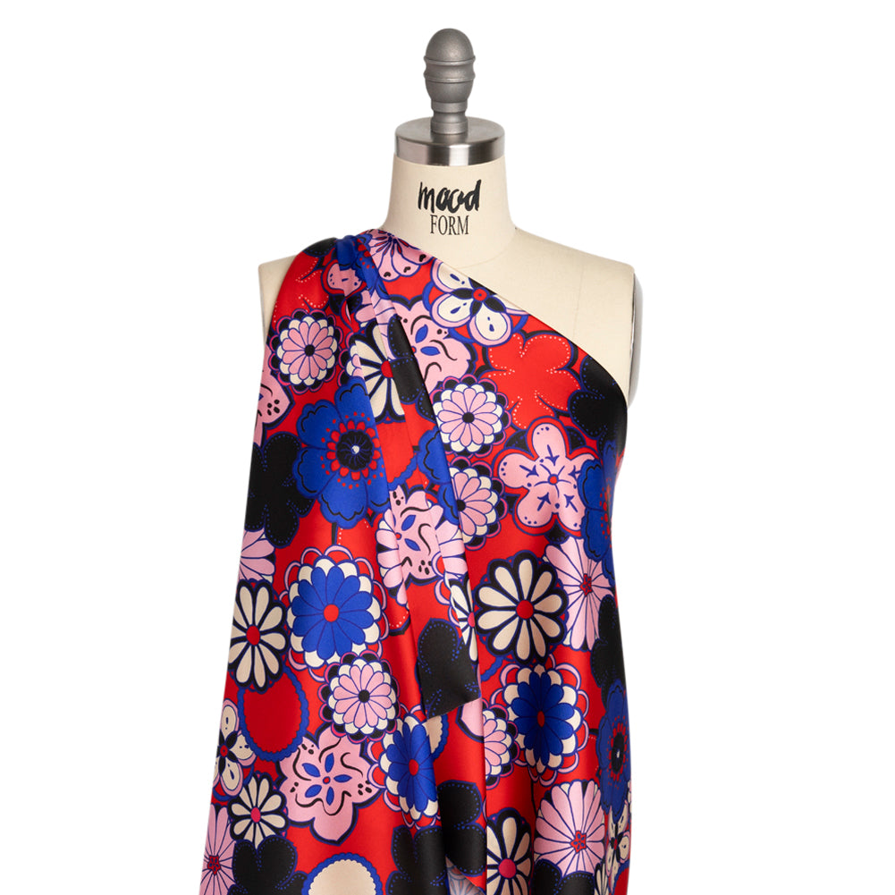 Recycled Polyester Twill Print - Red, Pink and Blue Floral - Mood Exclusive Confectioner's Crocus Drape Recycled Polyester Twill Print - Red, Pink and Blue Floral - Mood Exclusive Confectioner's Crocus Drape