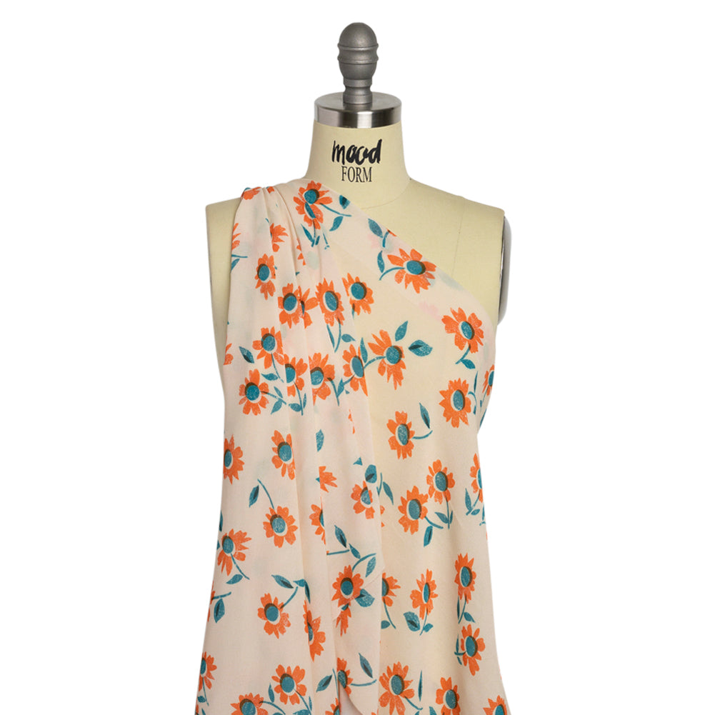 Mood Exclusive Cream Dear Dahlia Viscose Georgette Detail Mood Exclusive Cream Dear Dahlia Viscose Georgette Detail