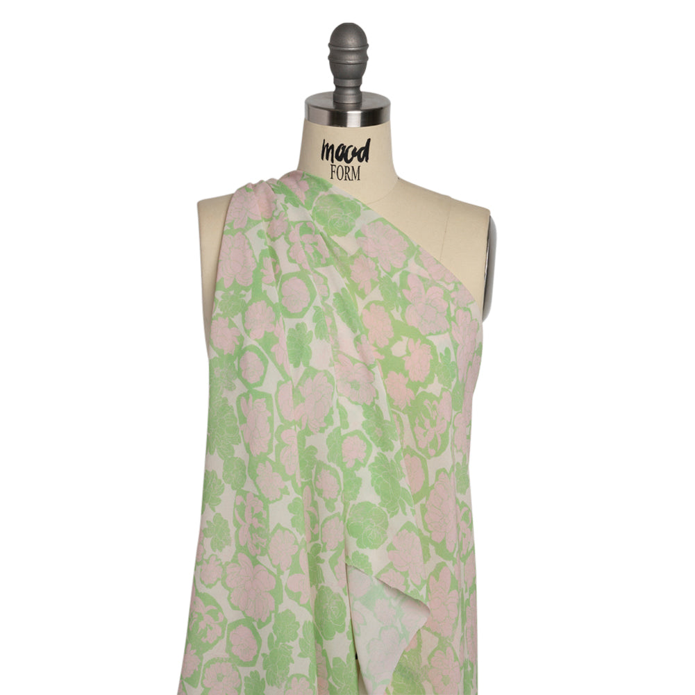 Mood Exclusive Lime Flowering Floor Viscose Georgette Detail Mood Exclusive Lime Flowering Floor Viscose Georgette Detail
