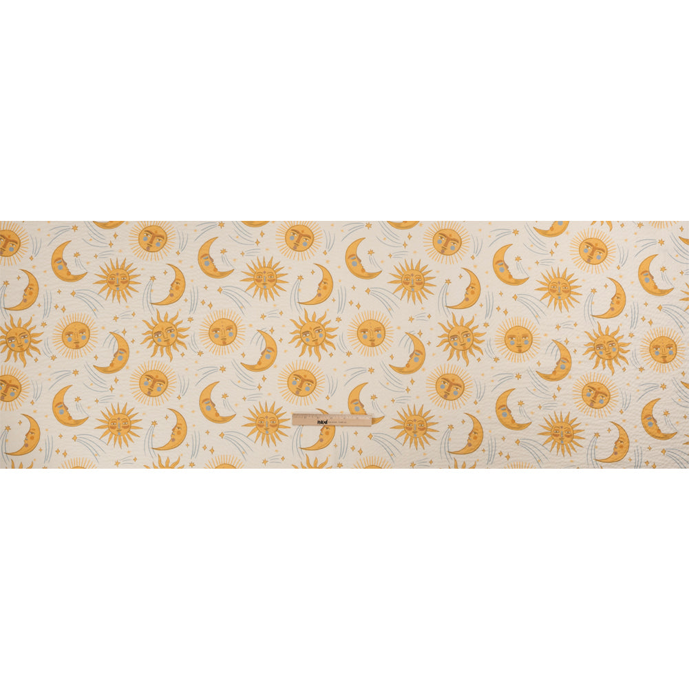 Cotton and Viscose Striped Seersucker Print - Cream Suns and Moons - Mood Exclusive Friendly Faces Full Cotton and Viscose Striped Seersucker Print - Cream Suns and Moons - Mood Exclusive Friendly Faces Full