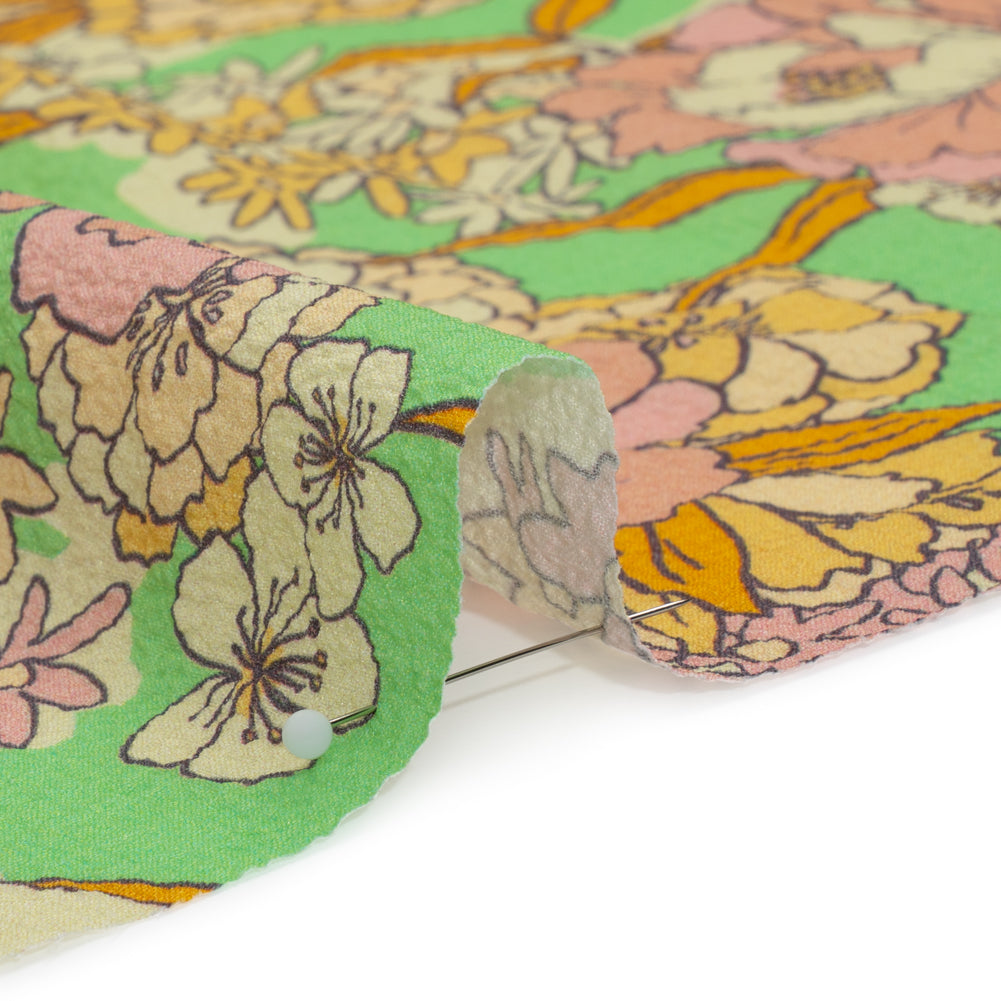 Mood Exclusive Green Cherry Blossom Lessons Stretch Polyester Seersucker Detail Mood Exclusive Green Cherry Blossom Lessons Stretch Polyester Seersucker Detail