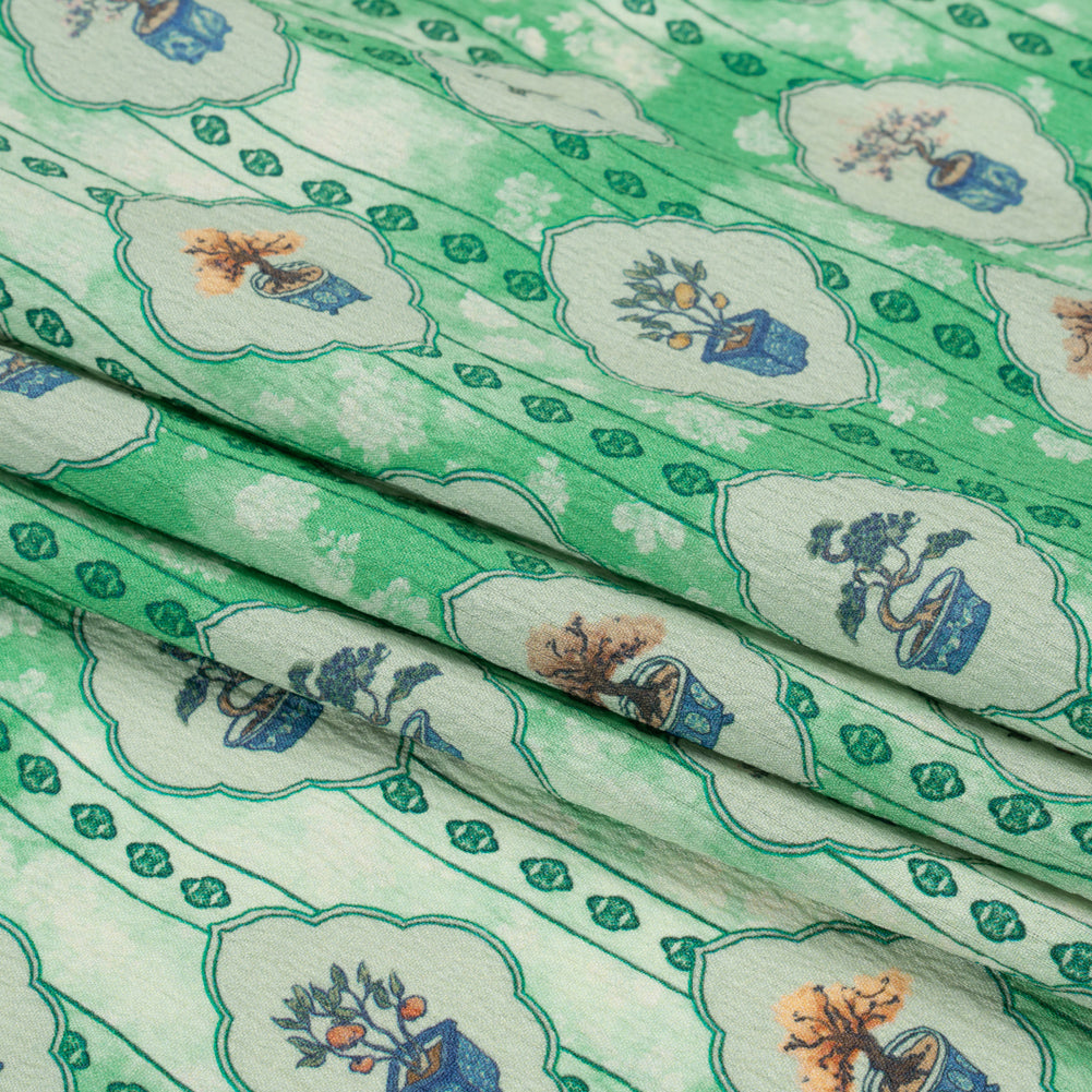 Mood Exclusive Green Peaceful Trees Stretch Polyester Seersucker Folded Mood Exclusive Green Peaceful Trees Stretch Polyester Seersucker Folded