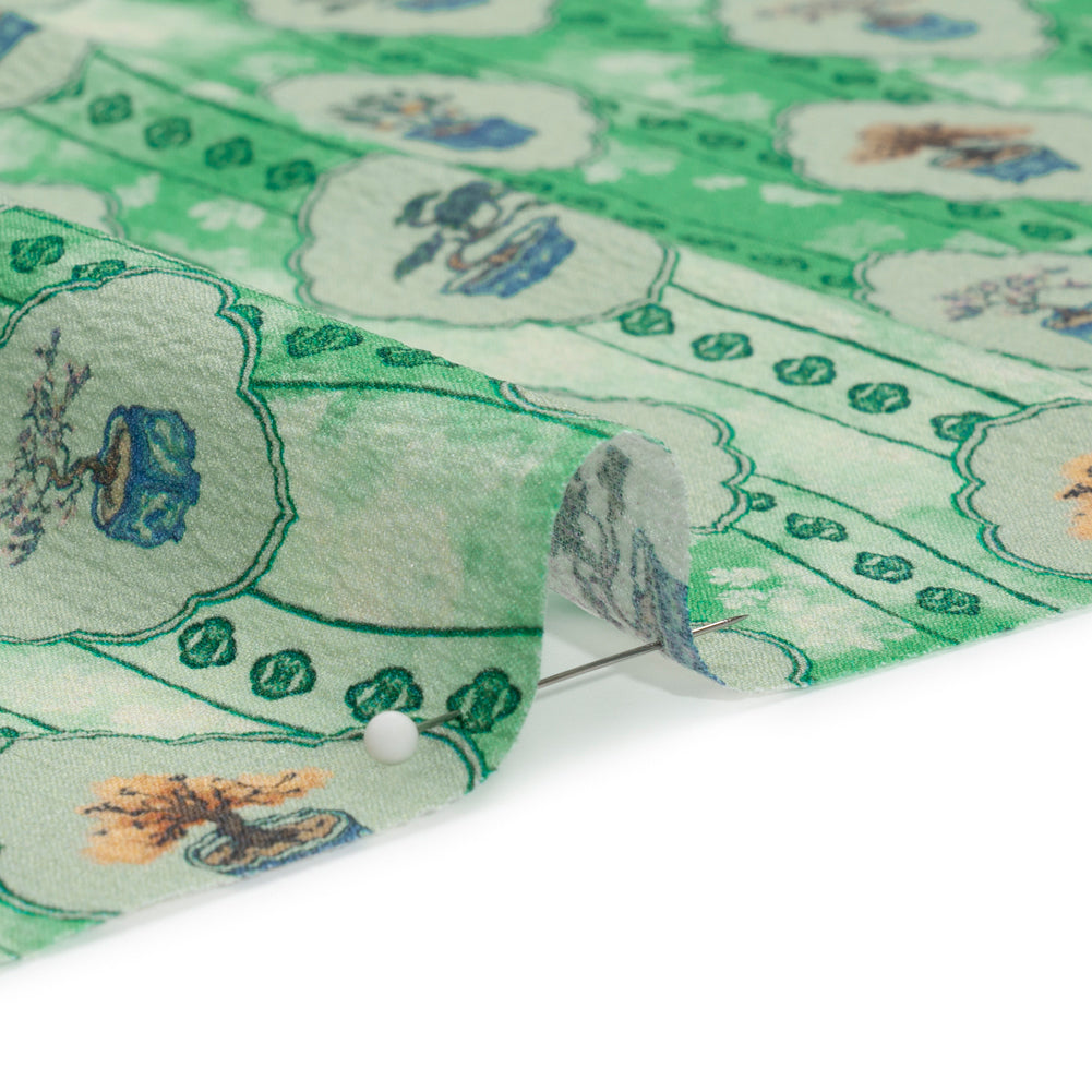 Mood Exclusive Green Peaceful Trees Stretch Polyester Seersucker Detail Mood Exclusive Green Peaceful Trees Stretch Polyester Seersucker Detail