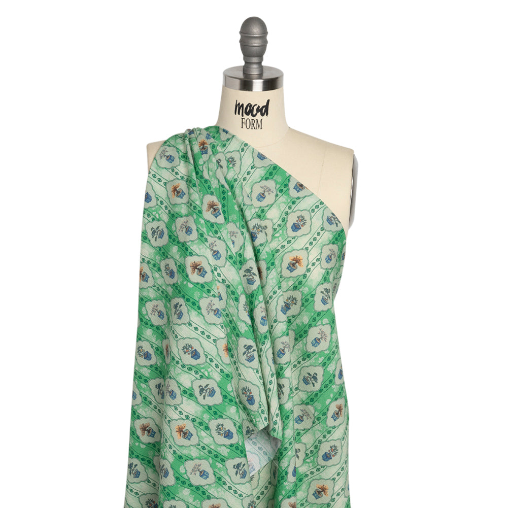Mood Exclusive Green Peaceful Trees Stretch Polyester Seersucker Drape Mood Exclusive Green Peaceful Trees Stretch Polyester Seersucker Drape
