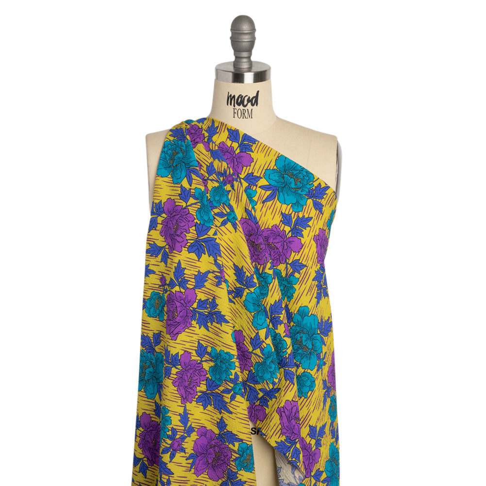 Mood Exclusive Yellow Through the Rain Stretch Polyester Seersucker Drape Mood Exclusive Yellow Through the Rain Stretch Polyester Seersucker Drape