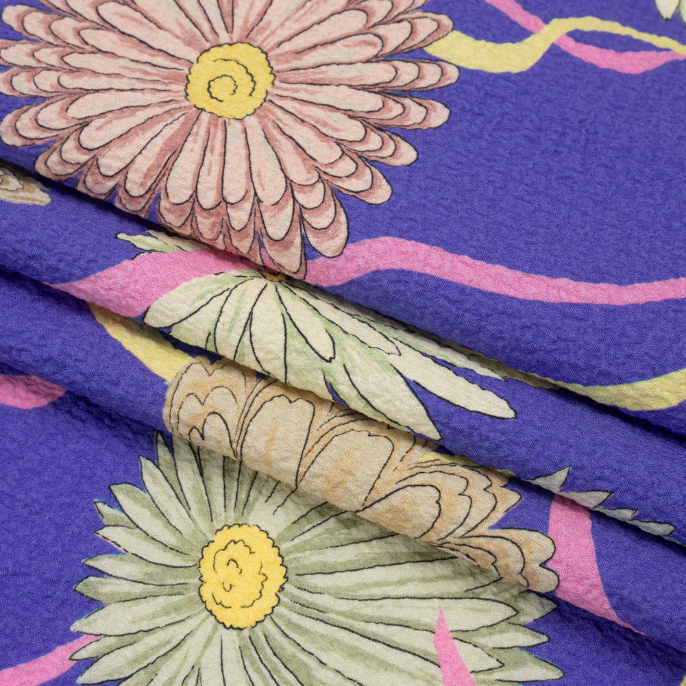 Mood Exclusive Blue Goodness Gardens Stretch Polyester Seersucker Folded Mood Exclusive Blue Goodness Gardens Stretch Polyester Seersucker Folded