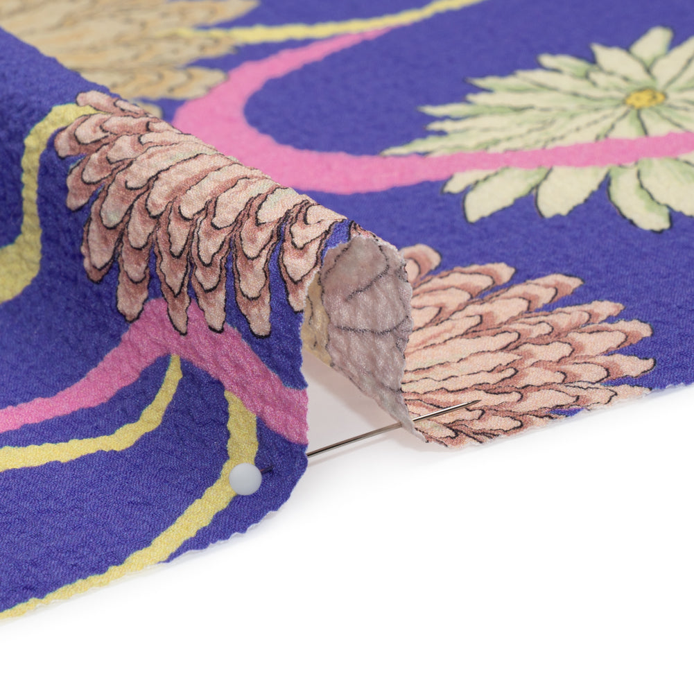 Mood Exclusive Blue Goodness Gardens Stretch Polyester Seersucker Detail Mood Exclusive Blue Goodness Gardens Stretch Polyester Seersucker Detail