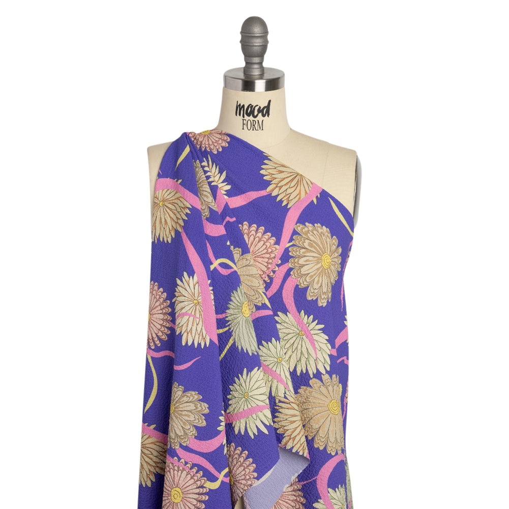 Mood Exclusive Blue Goodness Gardens Stretch Polyester Seersucker Drape Mood Exclusive Blue Goodness Gardens Stretch Polyester Seersucker Drape