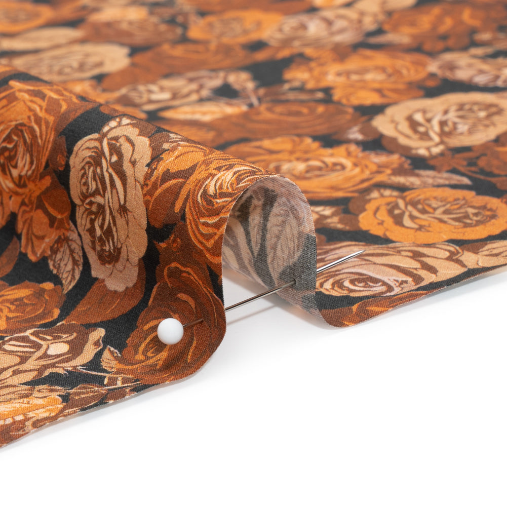 Cotton Poplin Print - Orange and Brown Floral - Mood Exclusive Memory of Roses Detail Cotton Poplin Print - Orange and Brown Floral - Mood Exclusive Memory of Roses Detail