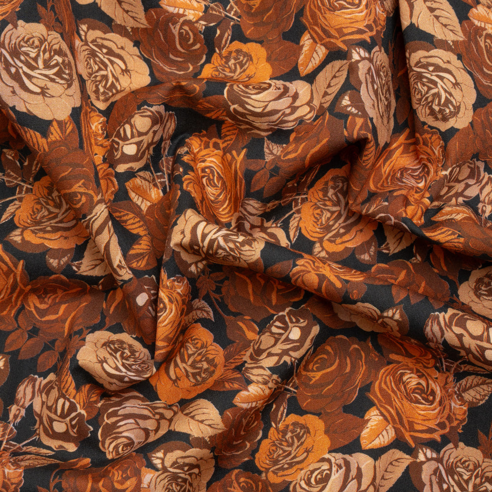 Cotton Poplin Print - Orange and Brown Floral - Mood Exclusive Memory of Roses Cotton Poplin Print - Orange and Brown Floral - Mood Exclusive Memory of Roses
