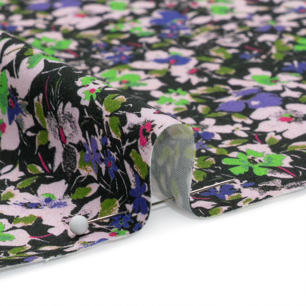 Stretch Cotton and Viscose Sateen Print - Indigo, Lime and Black Floral - Mood Exclusive Meandering at Midnight Folded Stretch Cotton and Viscose Sateen Print - Indigo, Lime and Black Floral - Mood Exclusive Meandering at Midnight Folded