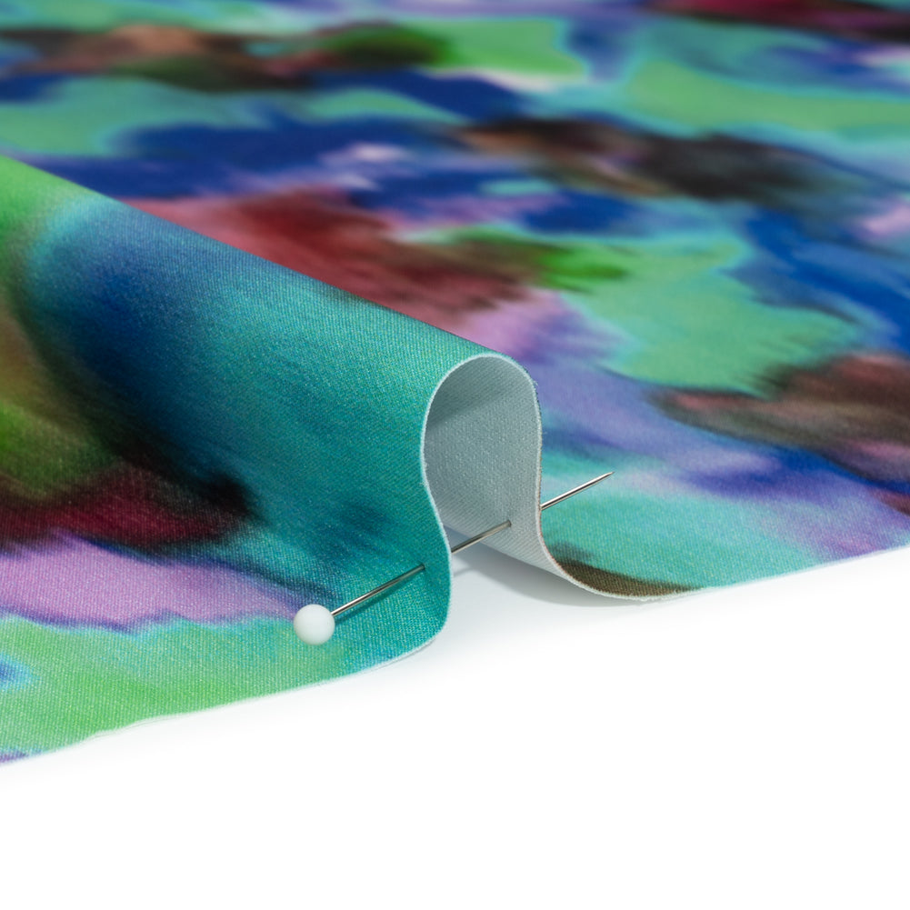 Stretch Polyester Woven Print - Green, Blue and Brown Abstract - Mood Exclusive Spinning World Detail Stretch Polyester Woven Print - Green, Blue and Brown Abstract - Mood Exclusive Spinning World Detail