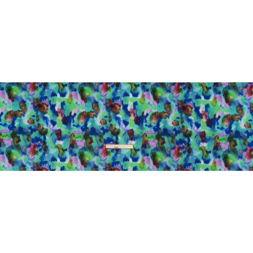 Stretch Polyester Woven Print - Green, Blue and Brown Abstract - Mood Exclusive Spinning World Full Stretch Polyester Woven Print - Green, Blue and Brown Abstract - Mood Exclusive Spinning World Full