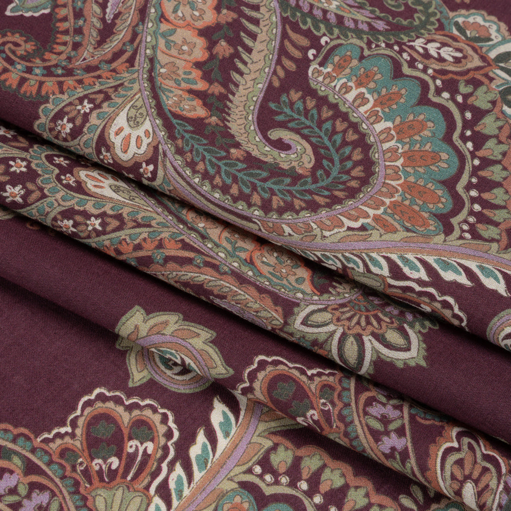 Cotton Voile Print - Burgundy and Green Paisley - Mood Exclusive Giving Thanks Folded Cotton Voile Print - Burgundy and Green Paisley - Mood Exclusive Giving Thanks Folded