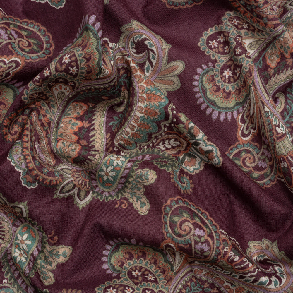 Cotton Voile Print - Burgundy and Green Paisley - Mood Exclusive Giving Thanks Cotton Voile Print - Burgundy and Green Paisley - Mood Exclusive Giving Thanks