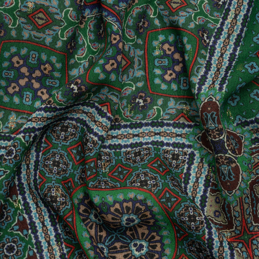 Mood Exclusive Green Basilica Bella Metallic Dotted Crinkled Viscose Crepe Mood Exclusive Green Basilica Bella Metallic Dotted Crinkled Viscose Crepe