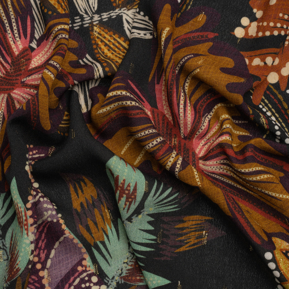 Mood Exclusive To the Tropics Metallic Dotted Crinkled Viscose Crepe Mood Exclusive To the Tropics Metallic Dotted Crinkled Viscose Crepe