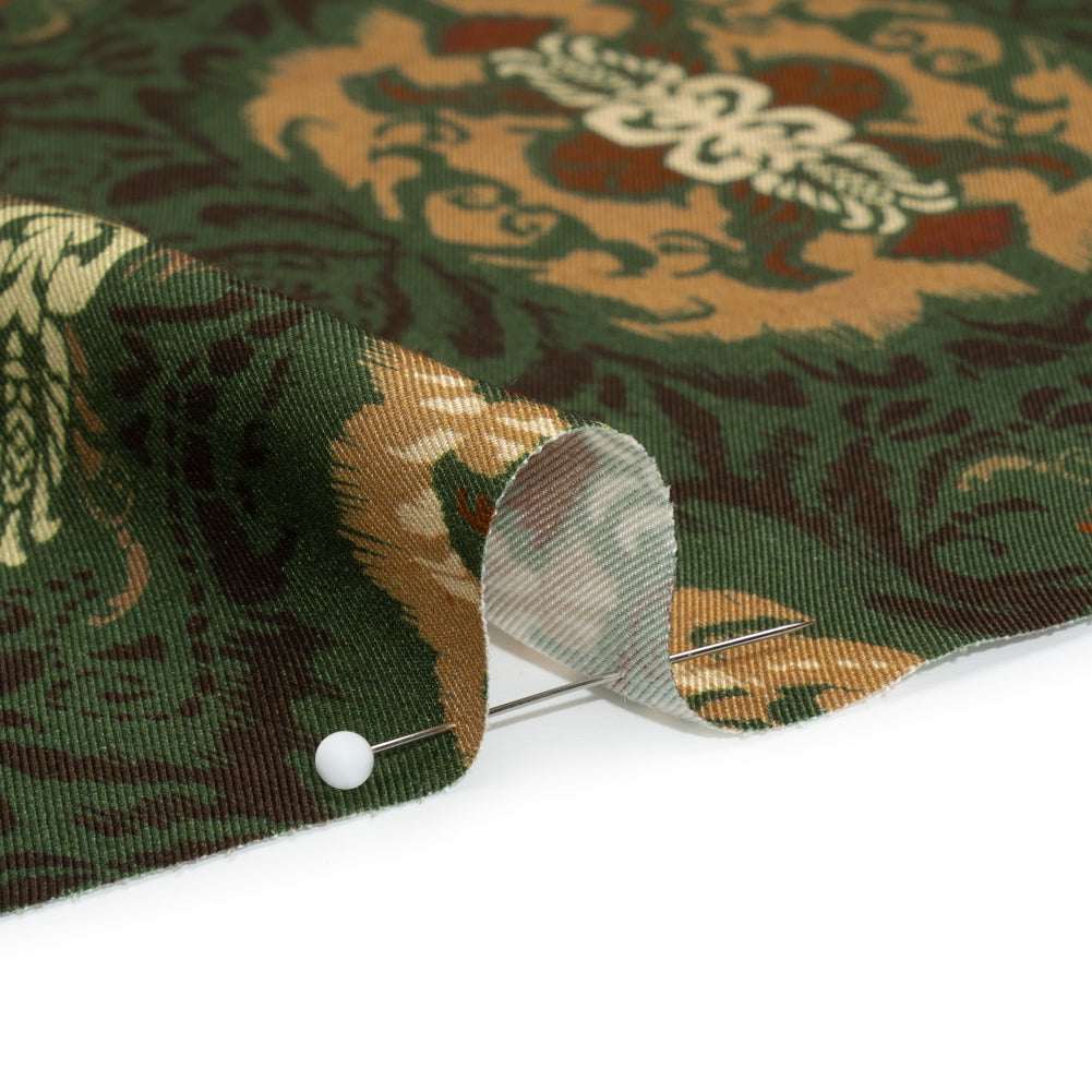 Viscose Twill Print - Green and Tan Leafy Ikat Medallions - Mood Exclusive Acacia Arena Folded Viscose Twill Print - Green and Tan Leafy Ikat Medallions - Mood Exclusive Acacia Arena Folded