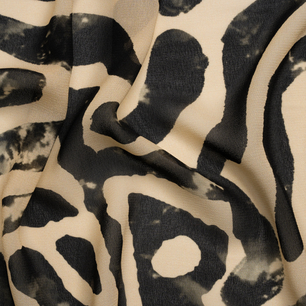 Mood Exclusive Black Mozambique Maze Viscose Georgette Mood Exclusive Black Mozambique Maze Viscose Georgette