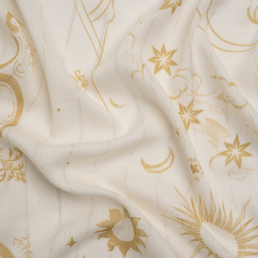Mood Exclusive Cream Endless Diamond Sky Metallic Pinstriped Viscose Dobby Mood Exclusive Cream Endless Diamond Sky Metallic Pinstriped Viscose Dobby