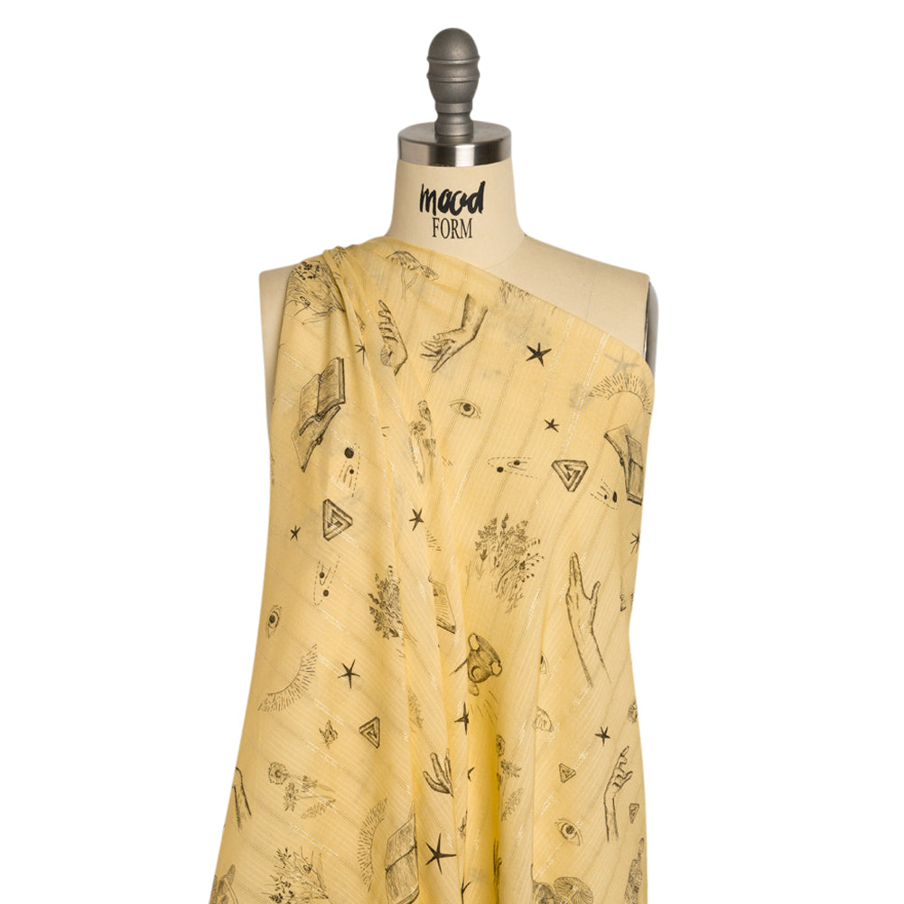 Mood Exclusive Yellow For Faustus Metallic Pinstriped Viscose Dobby Detail Mood Exclusive Yellow For Faustus Metallic Pinstriped Viscose Dobby Detail