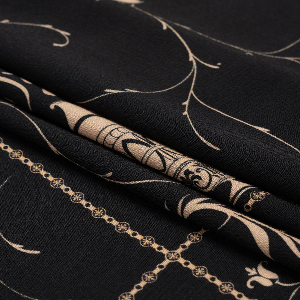 Sustainable Viscose Crepe Print - Black and Cream Flower Vases - Mood Exclusive Persephone's Treasures Folded Sustainable Viscose Crepe Print - Black and Cream Flower Vases - Mood Exclusive Persephone's Treasures Folded