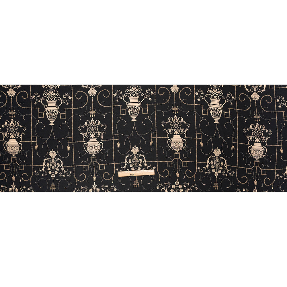 Sustainable Viscose Crepe Print - Black and Cream Flower Vases - Mood Exclusive Persephone's Treasures Full Sustainable Viscose Crepe Print - Black and Cream Flower Vases - Mood Exclusive Persephone's Treasures Full