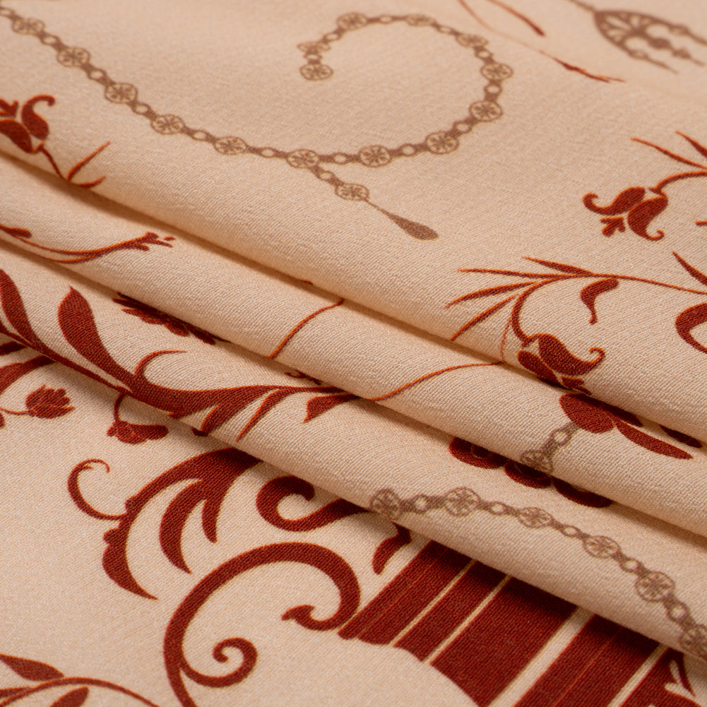 Sustainable Viscose Crepe Print - Beige and Dark Red Flower Vases - Mood Exclusive Persephone's Treasures Folded Sustainable Viscose Crepe Print - Beige and Dark Red Flower Vases - Mood Exclusive Persephone's Treasures Folded