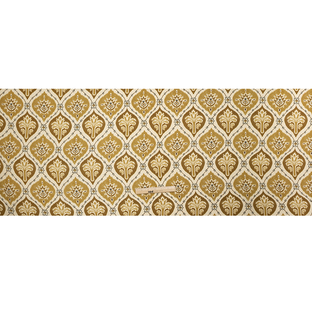 Sustainable Viscose Crepe Print - Golden Olive and Beige Floral Ogees - Mood Exclusive Salem Surroundings Full Sustainable Viscose Crepe Print - Golden Olive and Beige Floral Ogees - Mood Exclusive Salem Surroundings Full