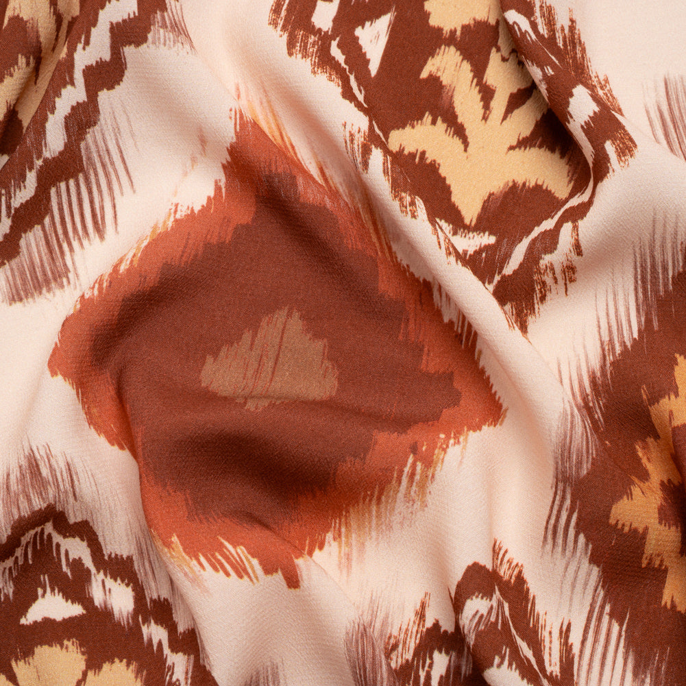 Sustainable Viscose Crepe Print - Cream, Red and Yellow Ikat Diamonds - Mood Exclusive Pressed Peonies Sustainable Viscose Crepe Print - Cream, Red and Yellow Ikat Diamonds - Mood Exclusive Pressed Peonies