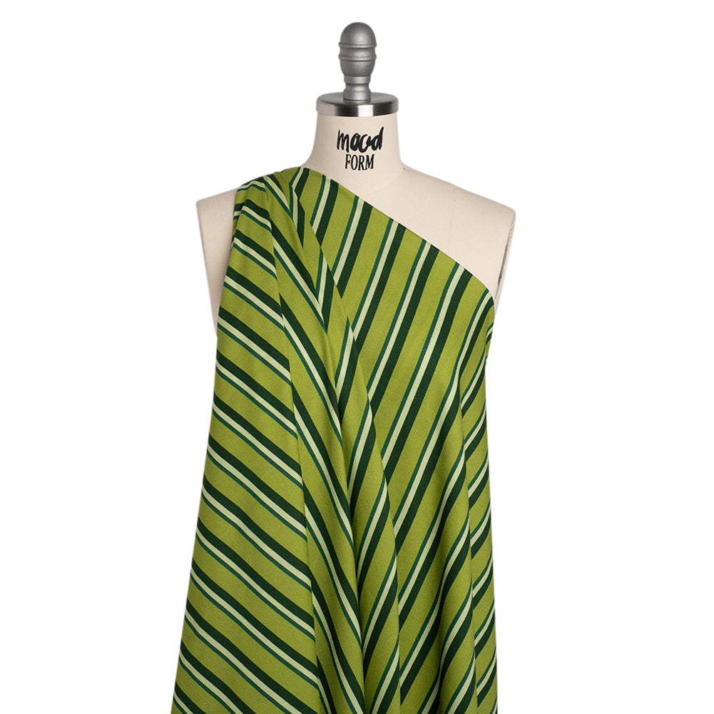 Mood Exclusive Green Seeing Stripes Viscose Crepe Mood Exclusive Green Seeing Stripes Viscose Crepe