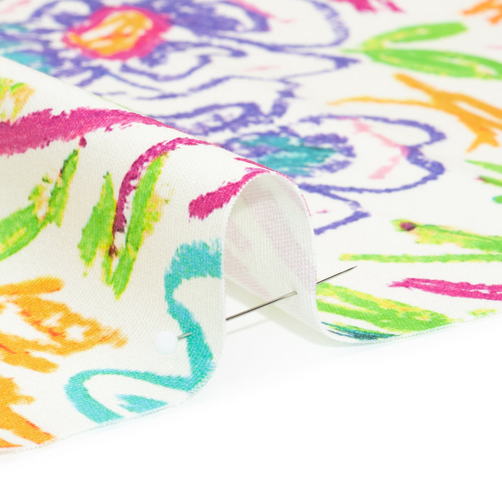 Stretch Cotton Canvas Print - White and Rainbow Crayon Flowers - Mood Exclusive Inner Child Detail Stretch Cotton Canvas Print - White and Rainbow Crayon Flowers - Mood Exclusive Inner Child Detail