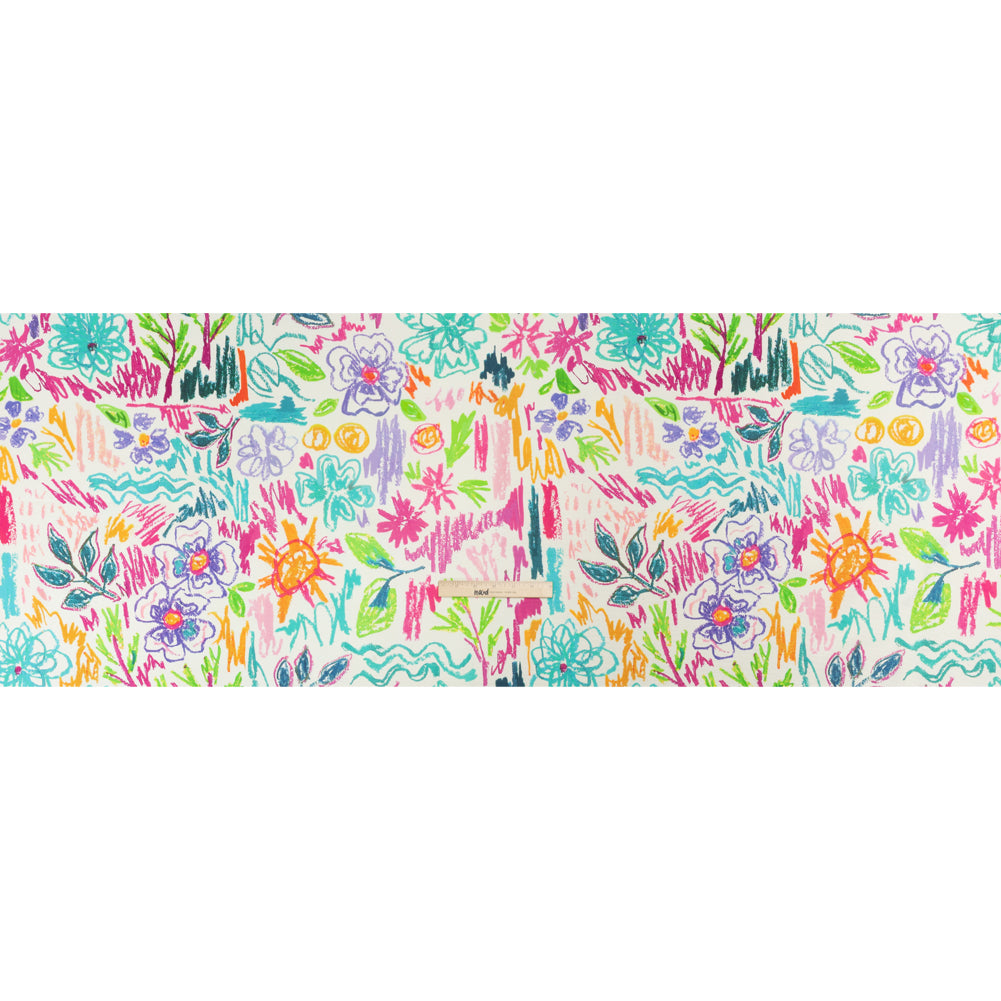 Stretch Cotton Canvas Print - White and Rainbow Crayon Flowers - Mood Exclusive Inner Child Full Stretch Cotton Canvas Print - White and Rainbow Crayon Flowers - Mood Exclusive Inner Child Full
